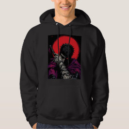 Anime Krijger Rode Maan Zwaard Knuffel Kunst Hoodie