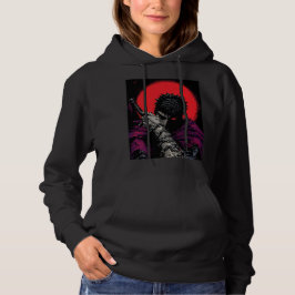 Anime Krijger Rode Maan Zwaard Knuffel Kunst Hoodie