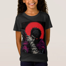 Anime Krijger Rode Maan Zwaard Knuffel Kunst T-shirt