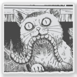 Anime-kunst met horror kat sticker