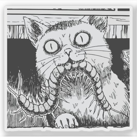 Anime-kunst met horror kat sticker (Voorkant)