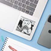 Anime-kunst met horror kat sticker (Laptop met iPhone)