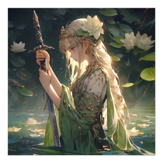 Anime Lady van het meer Foto Afdruk (Voorkant)