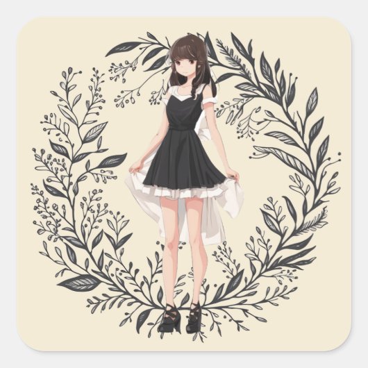  anime LBD Sticker - artistieke expressie (Voorkant)