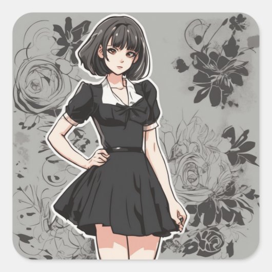 anime LBD Sticker - Tijdloze schoonheid (Voorkant)