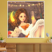 Anime Leuk Meisje in  stijl Canvas Print (Insitu (Woonkamer))