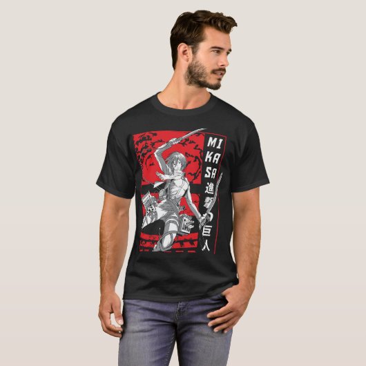 Anime Lijst Eren Sharp Look T-shirt (Voorkant volledig)