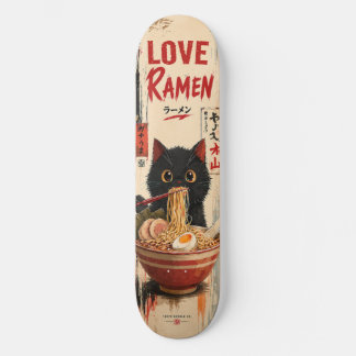 Anime Love Ramen Cat Skateboard Deck