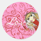 Anime Love- Ronde Sticker (Voorkant)
