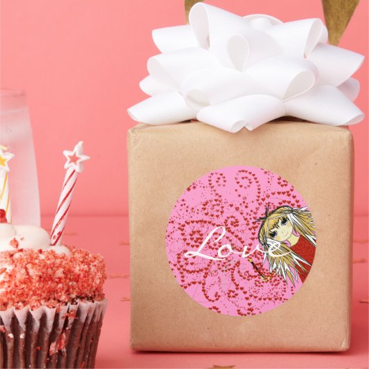 Anime Love- Ronde Sticker (Feest)