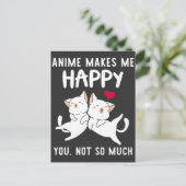 Anime Lover Cat Happy Japan Feline Art Heart Briefkaart (Staand voorkant)