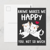 Anime Lover Cat Happy Japan Feline Art Heart Briefkaart (Voorkant / Achterkant)