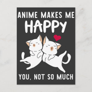 Anime Lover Cat Happy Japan Feline Art Heart Briefkaart
