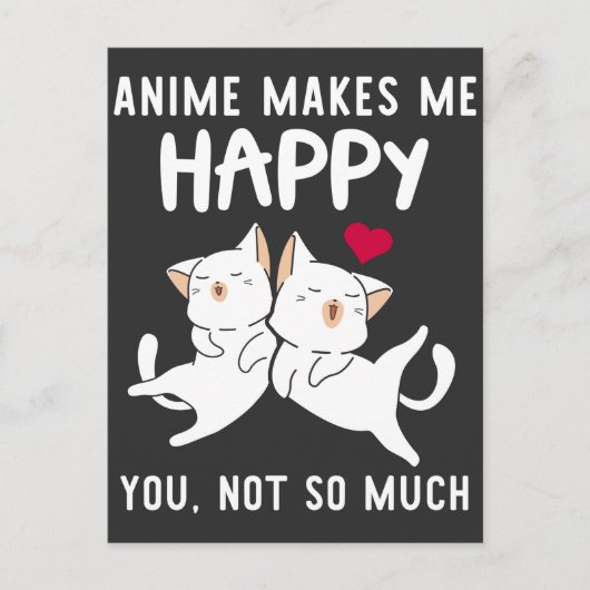 Anime Lover Cat Happy Japan Feline Art Heart Briefkaart (Voorkant)