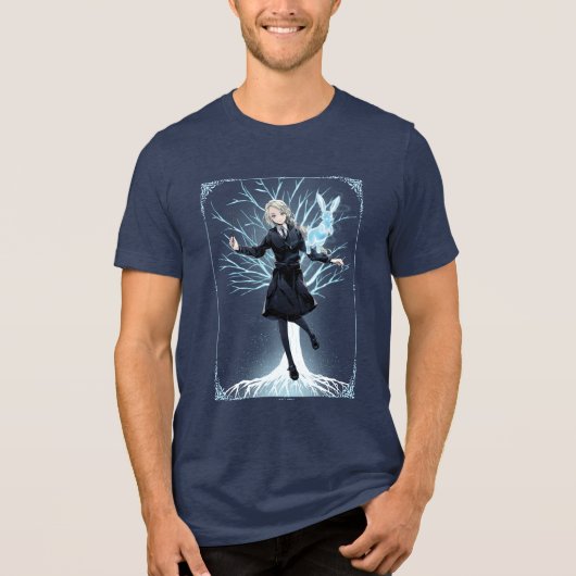 Anime Luna Lovegood's Konijn Patronus Tri-Blend Shirt (Voorkant)