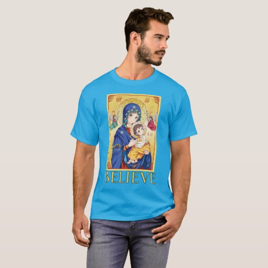 Anime Maagd Maria met Baby Jezus T-shirt (Voorkant volledig)