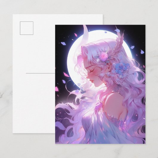 Anime Maan Prinses Fantasy Kunst Briefkaart (Voorkant / Achterkant)