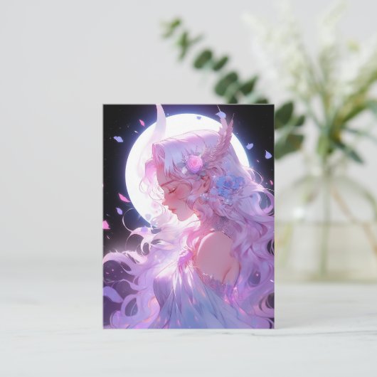 Anime Maan Prinses Fantasy Kunst Briefkaart (Staand voorkant)