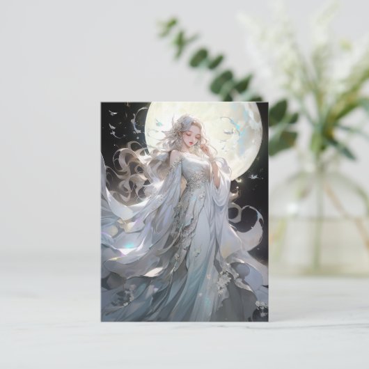 Anime Maan Prinses Fantasy Kunst Briefkaart (Staand voorkant)