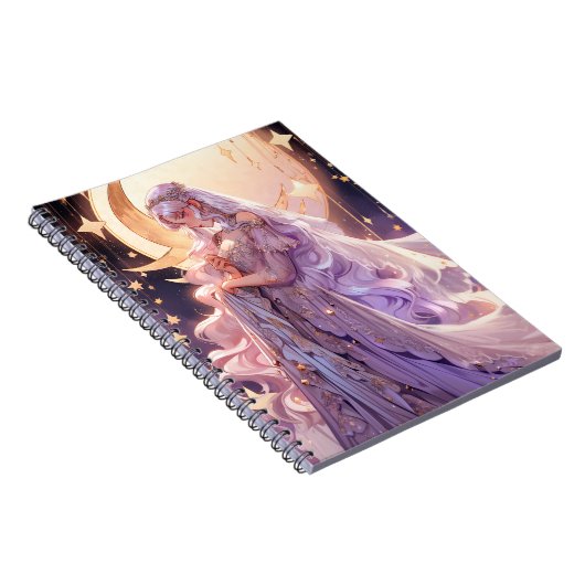 Anime Maan Prinses Fantasy Kunst Notitieboek (Rechterzijde)