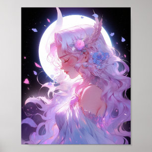 Anime Maan Prinses Fantasy Kunst Poster