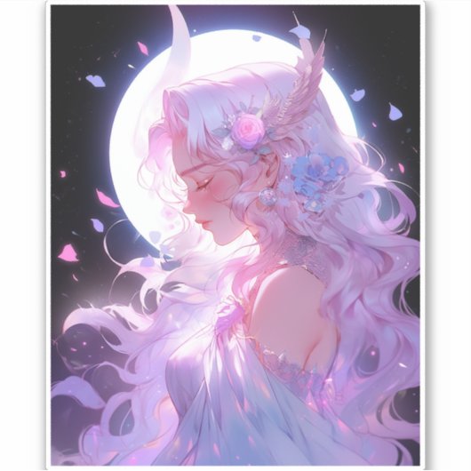 Anime Maan Prinses Fantasy Kunst Sticker (Voorkant)