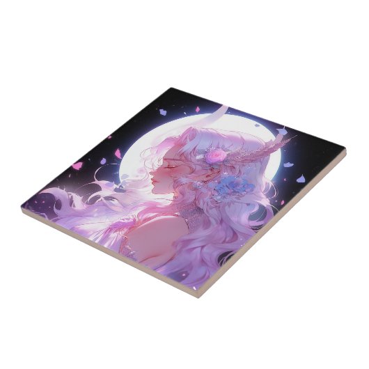 Anime Maan Prinses Fantasy Kunst Tegeltje (Zijkant)