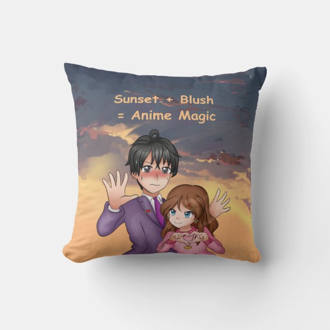Anime Magic beroemd gemaakt door Sunset Blush Kussen (Voorkant)