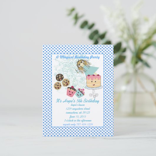 Anime Magical Days Invitation Birthday Party Kaart (Staand voorkant)