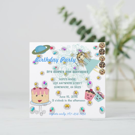 Anime Magical Days Invitation Birthday T-Shirts Kaart (Staand voorkant)