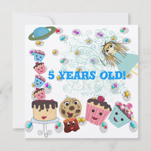 Anime Magical Days Invitation Birthday T-Shirts Kaart (Achterkant)