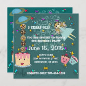 Anime Magical Days Invitation Birthday T-Shirts Kaart (Voorkant / Achterkant)
