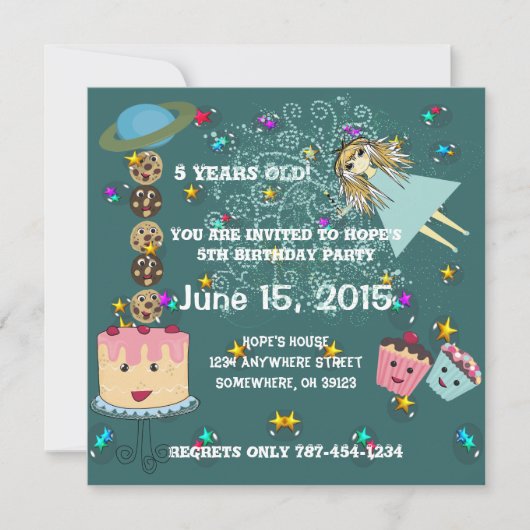 Anime Magical Days Invitation Birthday T-Shirts Kaart (Voorkant)