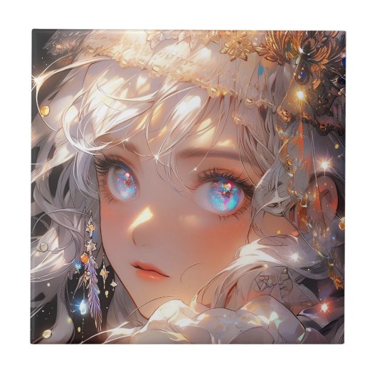 Anime Magisch Meisje Fantasy Kunst Tegeltje (Voorkant)