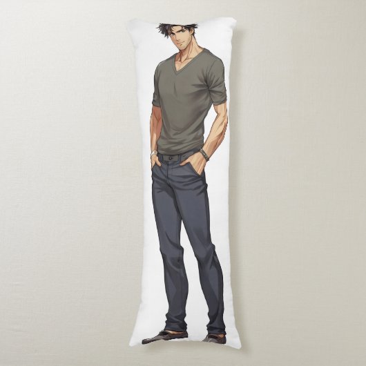 Anime Man Handsome Zaddy Lichaamskussen (Voorkant Verticaal)