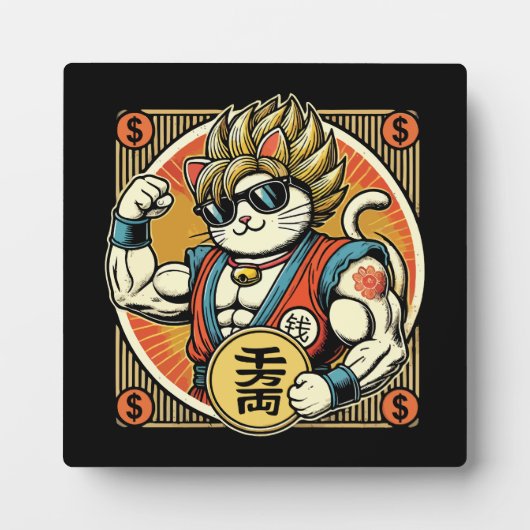 Anime Maneki Neko Lucky Cat, Succes Geld Fotoplaat (Voorkant)