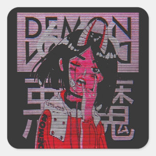 Anime Manga Anime Demon Meisje Vierkante Sticker