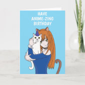 Anime Manga Cat Girl Birthday Card Kaart (Voorkant)