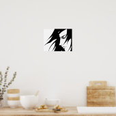 Anime Manga Character Black and White Poster (Keuken)