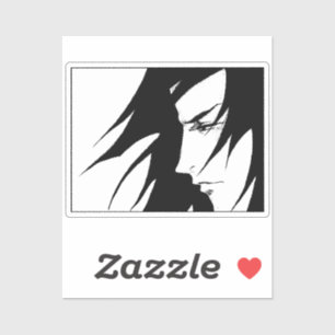 Anime Manga Character Black and White Sticker