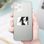 Anime Manga Character Black and White Sticker (Telefoon)
