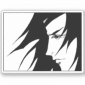 Anime Manga Character Black and White Sticker (Voorkant)