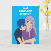 Anime Manga Couple Birthday Card Kaart (Gele Bloem)