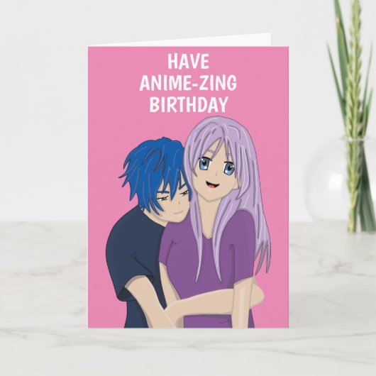 Anime Manga Couple Birthday Card Kaart (Voorkant)