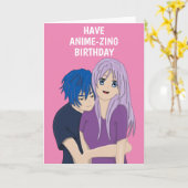 Anime Manga Couple Birthday Card Kaart (Gele Bloem)