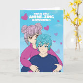 Anime Manga Couple Boygoede Valentijnsdag Kaart (Gele Bloem)