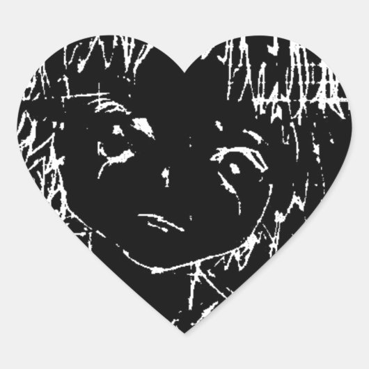 anime manga dagelijks zwart project hart sticker (Voorkant)