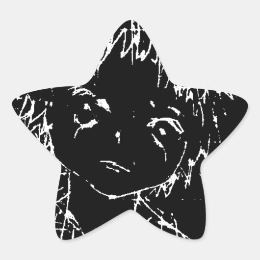 anime manga dagelijks zwart project ster sticker (Voorkant)