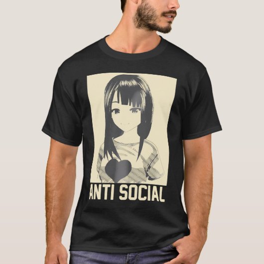 Anime Manga Esthetische Japanse Gothic Antisociale T-shirt (Voorkant)