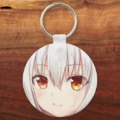 Anime manga girl glimlach zilveren haar amber ogen sleutelhanger (Voorkant)